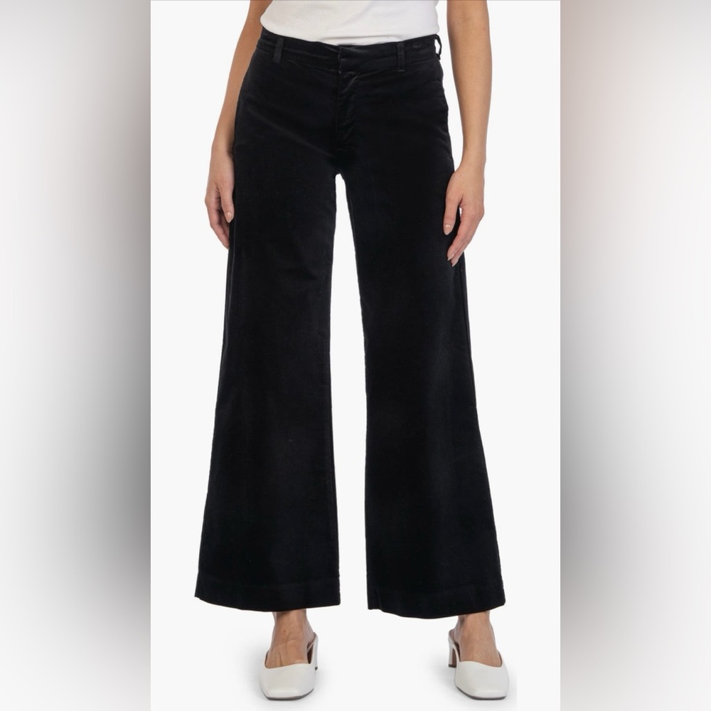 NWT KUT from the Kloth Meg High Waist Wide Leg
Black Velvet Pants, Size 12
